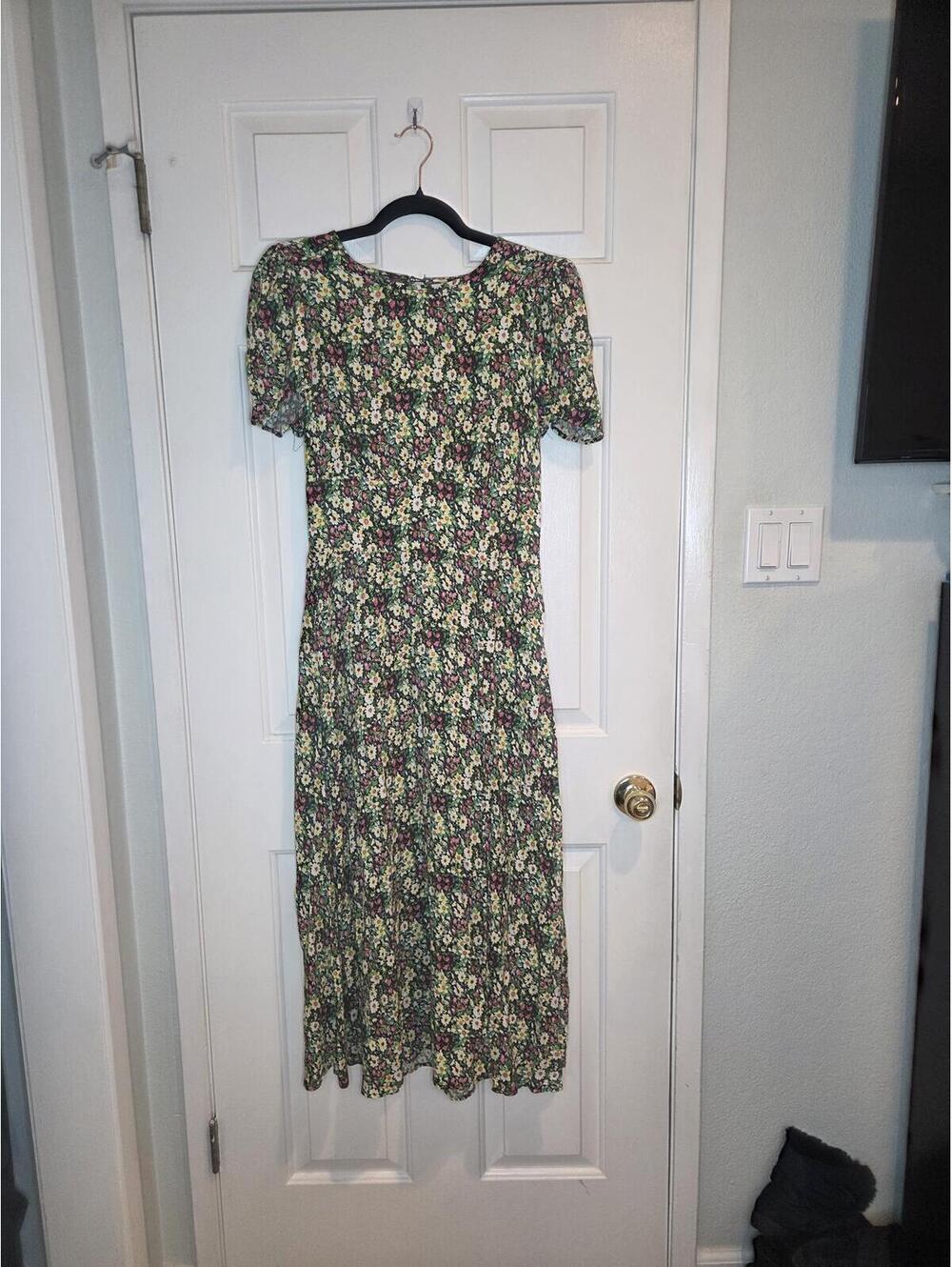 AFRM Los Angeles Floral Puff Sleeve Midi Dress Size M
